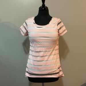 Star Vixen Pink and White Striped Short Sleeve Top